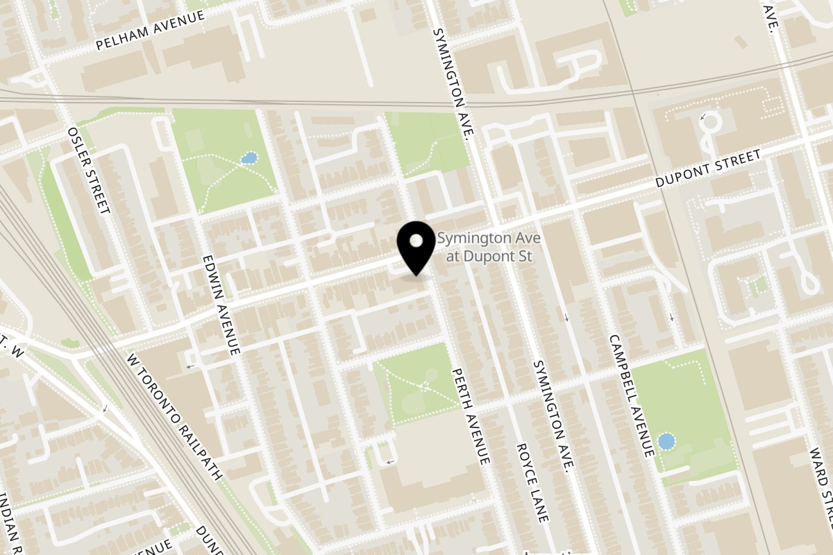 Map showing the location of Taqueria Vegana Junction Triangle - Dupont on 1543 Dupont Street in Toronto